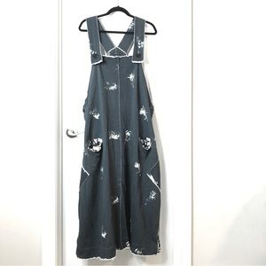 Women's Distressed Overall Dress with White Paint Detail